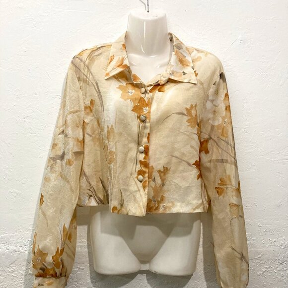 BETSY's THINGs Tops - Vintage Y2K BETSY's THINGs Button Down Crop Shirt Top Sheer Floral 14